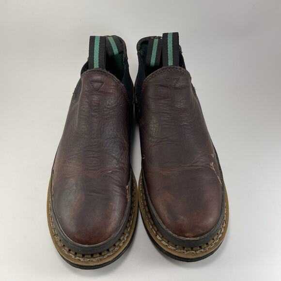 Georgia Boot Low Romeo Mens Size 7.5 Brown Leather Slip On Work Boots, Casual - Picture 11 of 12
